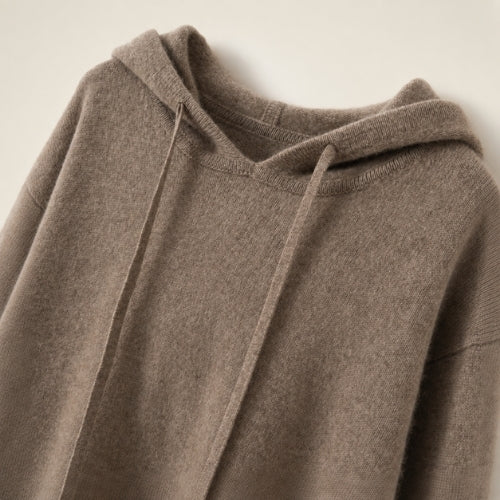 Avienna — Taupe Cashmere Hoodie Sweater | The Cashmere Studio