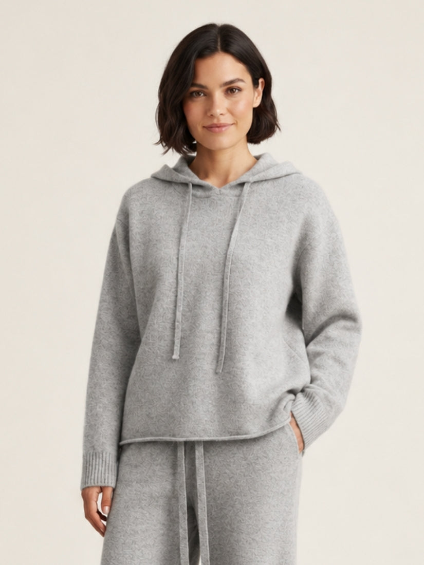 Avienna — Light Gray Cashmere Hoodie Sweater | The Cashmere Studio