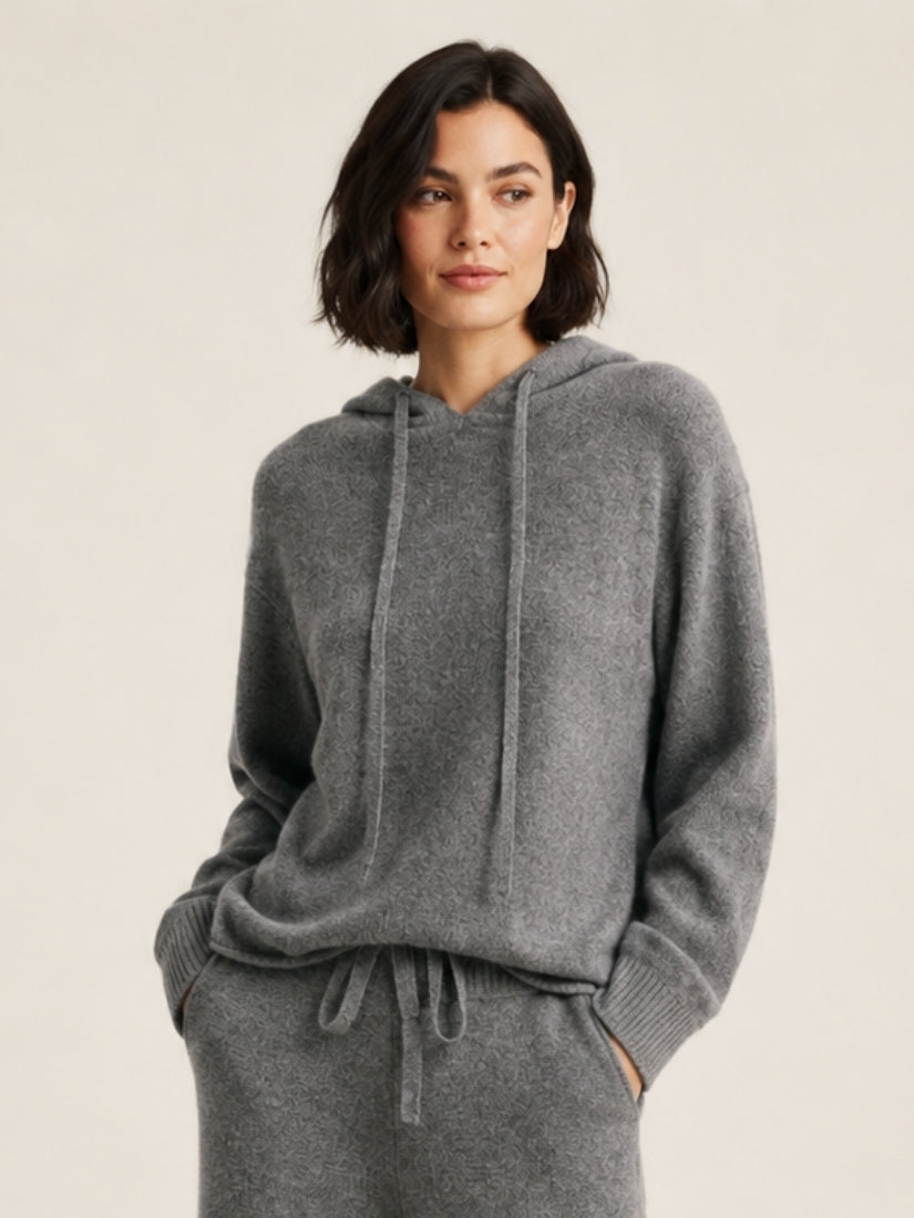 Avienna — Gray Cashmere Hoodie Sweater | The Cashmere Studio