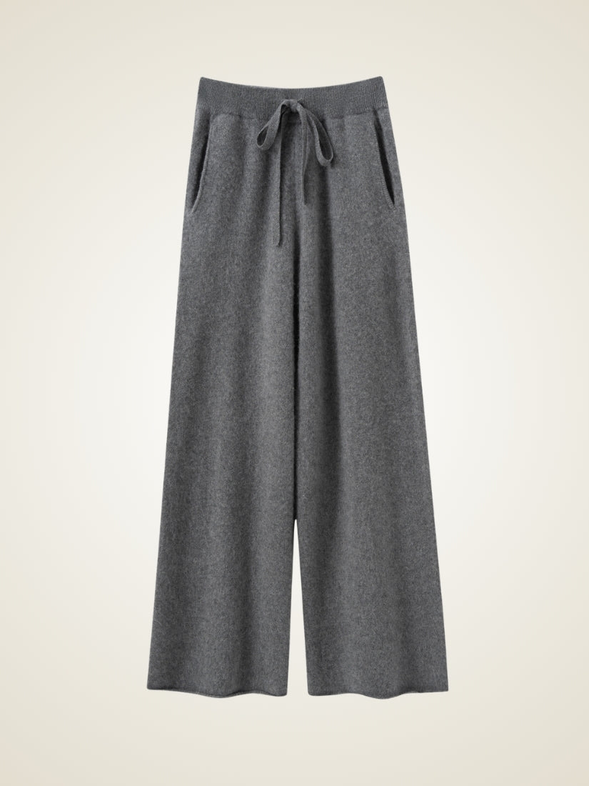 Avienna — Gray Wide-Leg Cashmere Pants | The Cashmere Studio