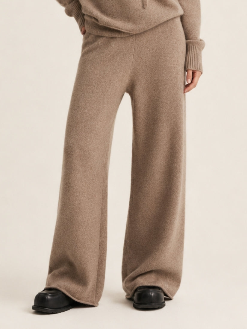 Avienna — Taupe Wide-Leg Cashmere Pants | The Cashmere Studio