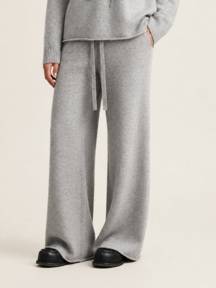 Avienna — Light Gray Wide-Leg Cashmere Pants | The Cashmere Studio