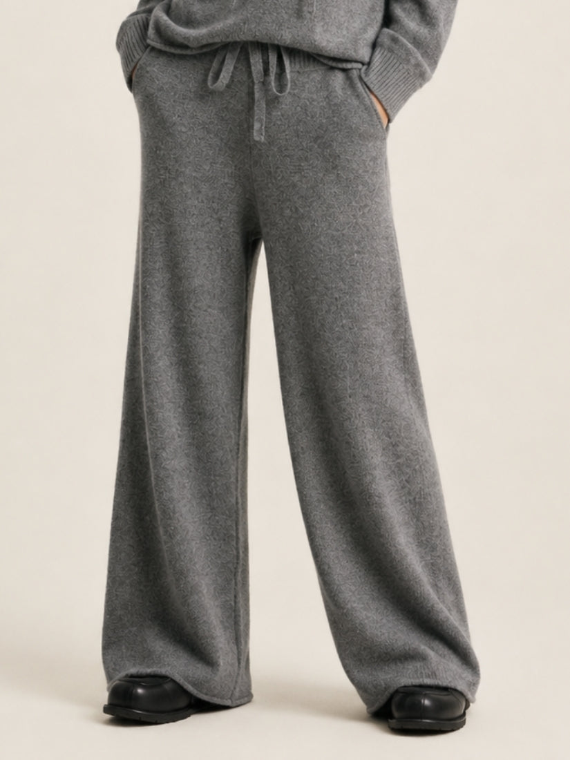 Avienna — Gray Wide-Leg Cashmere Pants | The Cashmere Studio