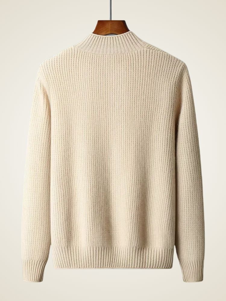 Emmett - Beige Ribbed Cashmere Cardigan | The Cashmere Studio