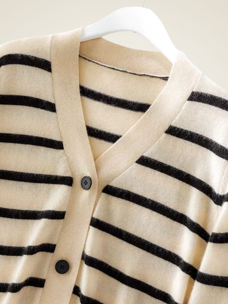 Scarlett - Striped Cashmere Cardigan