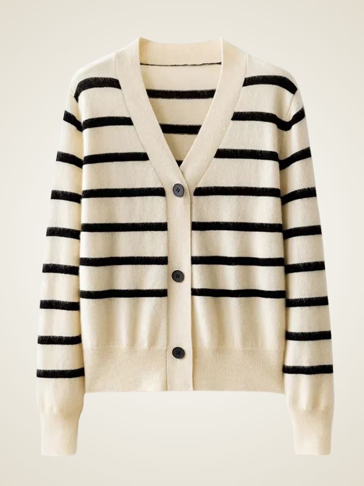 Scarlett - Striped Cashmere Cardigan