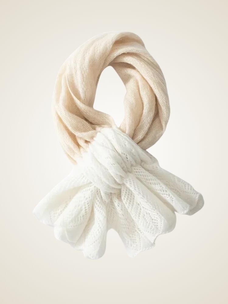 Liana - Beige Knot Style Cashmere Scarf | The Cashmere Studio