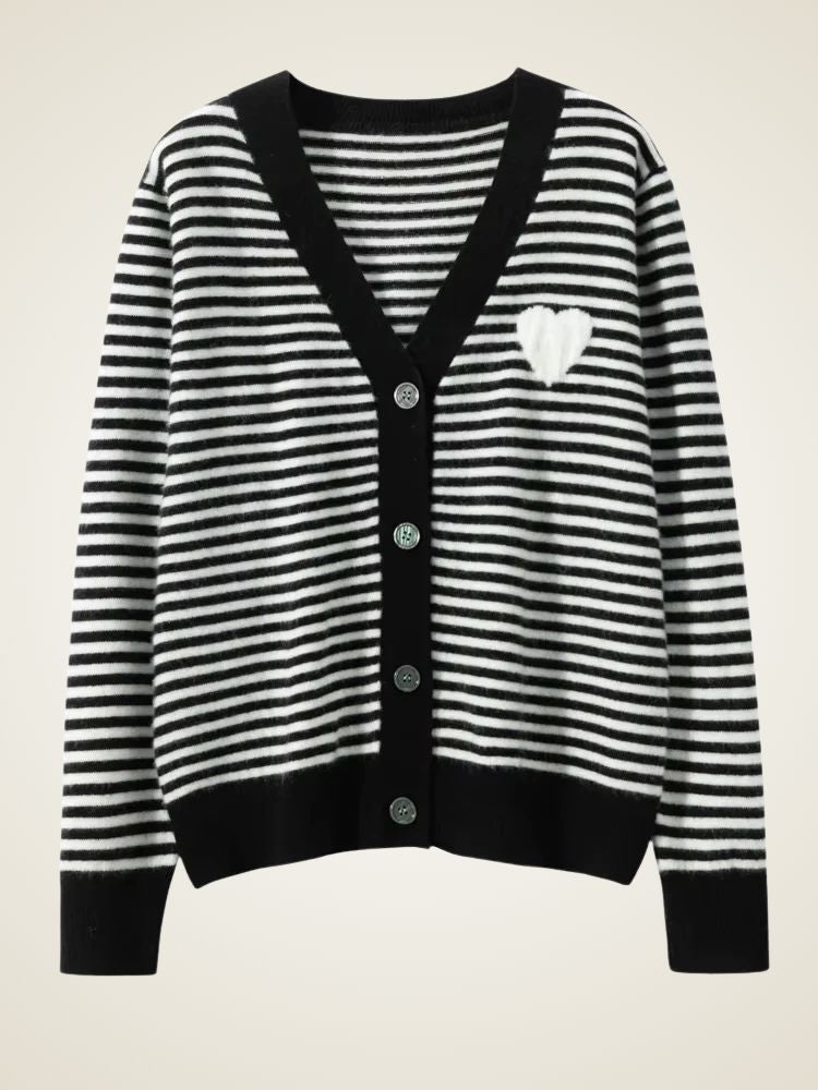 Ellie - Black Heart Cashmere Cardigan | The Cashmere Studio