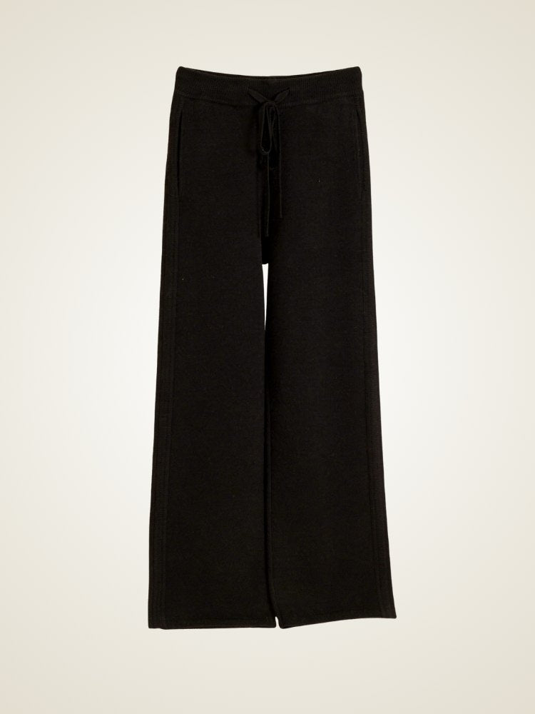 Viana - Black Wide-Leg Cashmere Pants | The Cashmere Studio