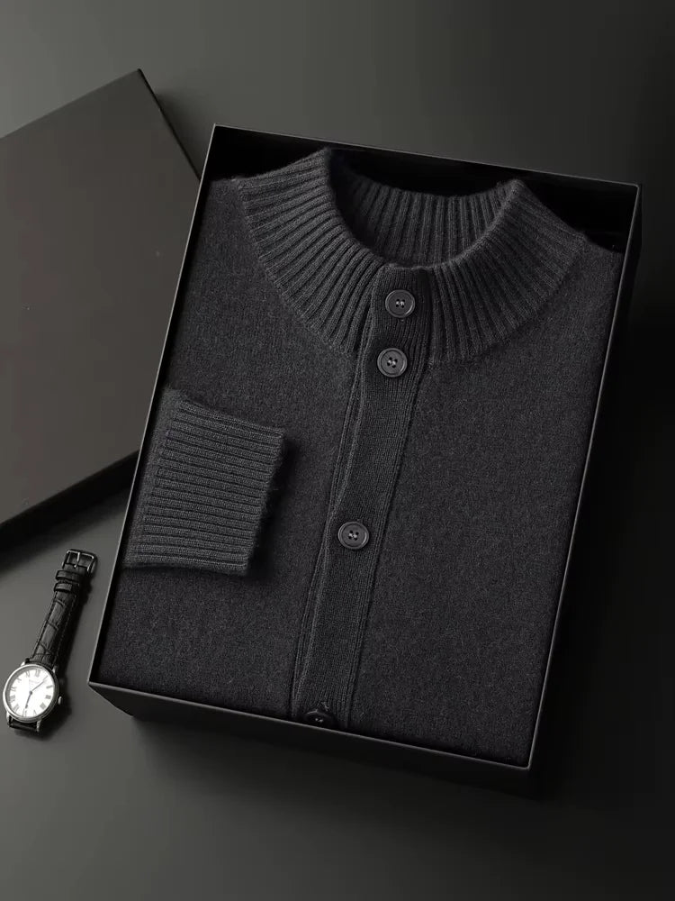 Eric - Black Button Up Cashmere Cardigan | The Cashmere Studio