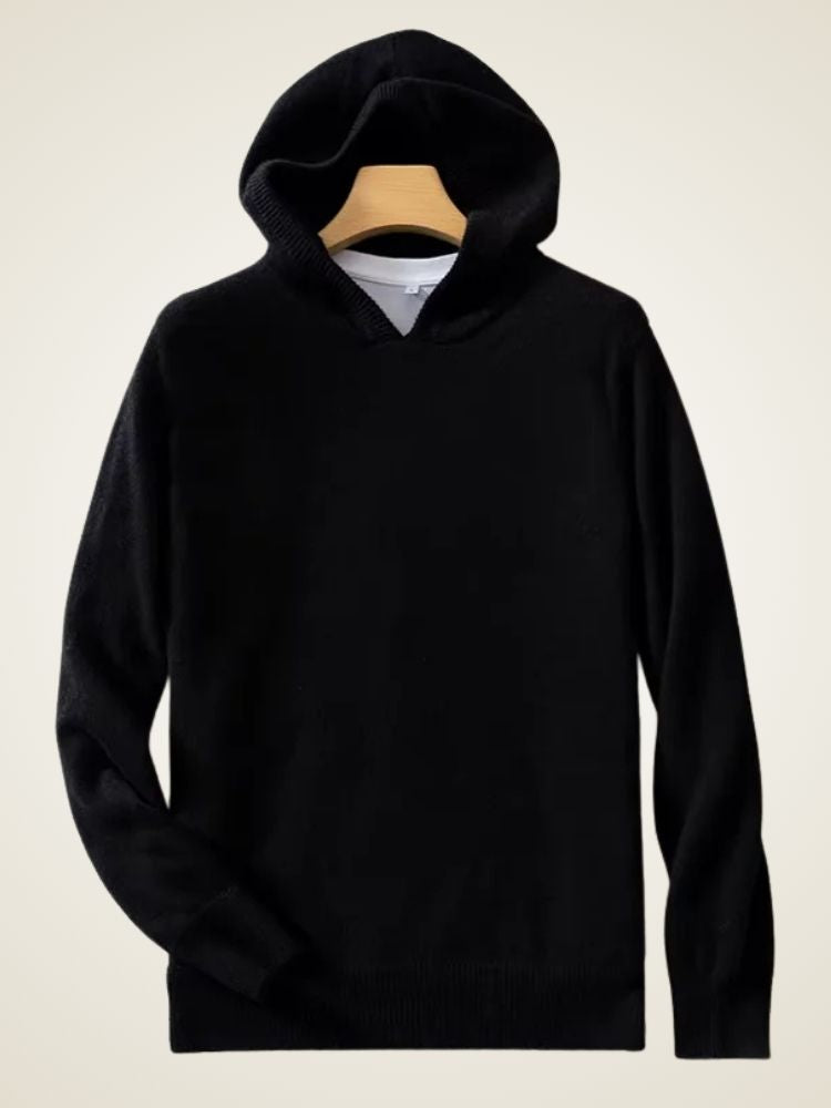 Carter - Black Cashmere Hoodie | The Cashmere Studio