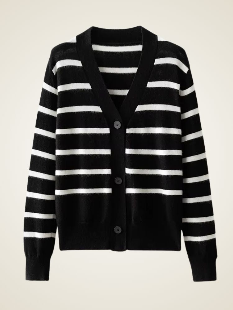 Scarlett - Striped Cashmere Cardigan