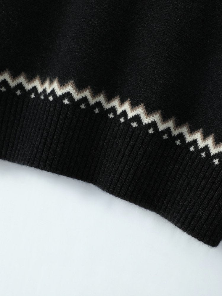 Olyssia - Black Half-Zip Cashmere Sweater | The Cashmere Studio