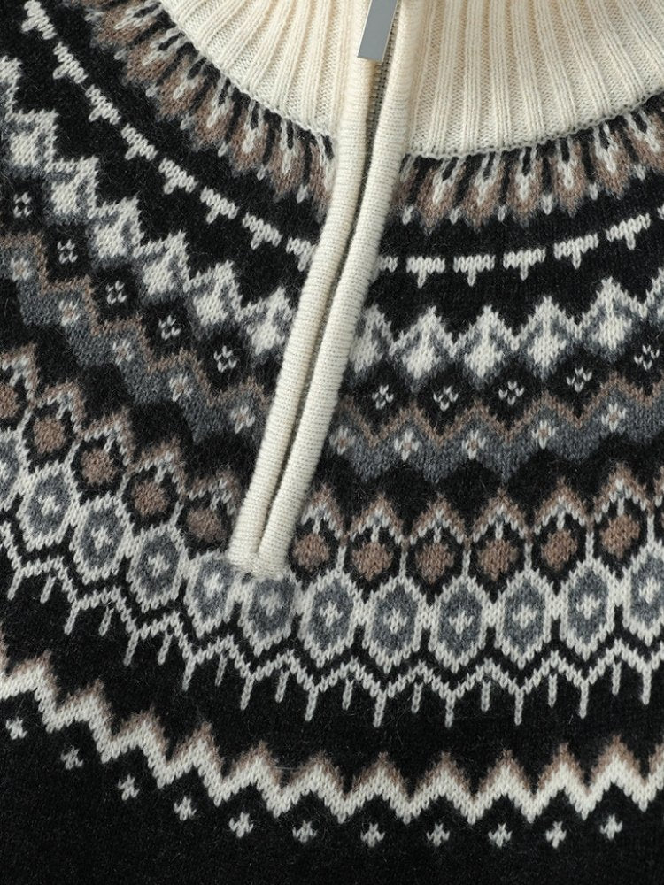 Olyssia - Black Half-Zip Cashmere Sweater | The Cashmere Studio