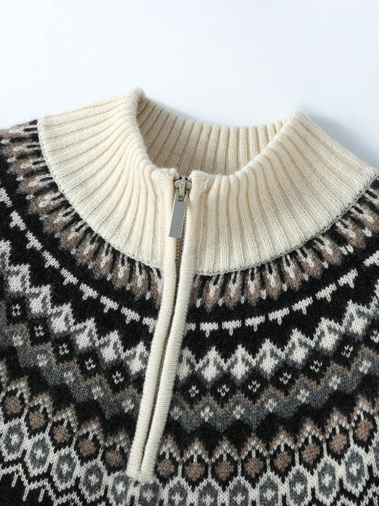 Olyssia - Black Half-Zip Cashmere Sweater | The Cashmere Studio