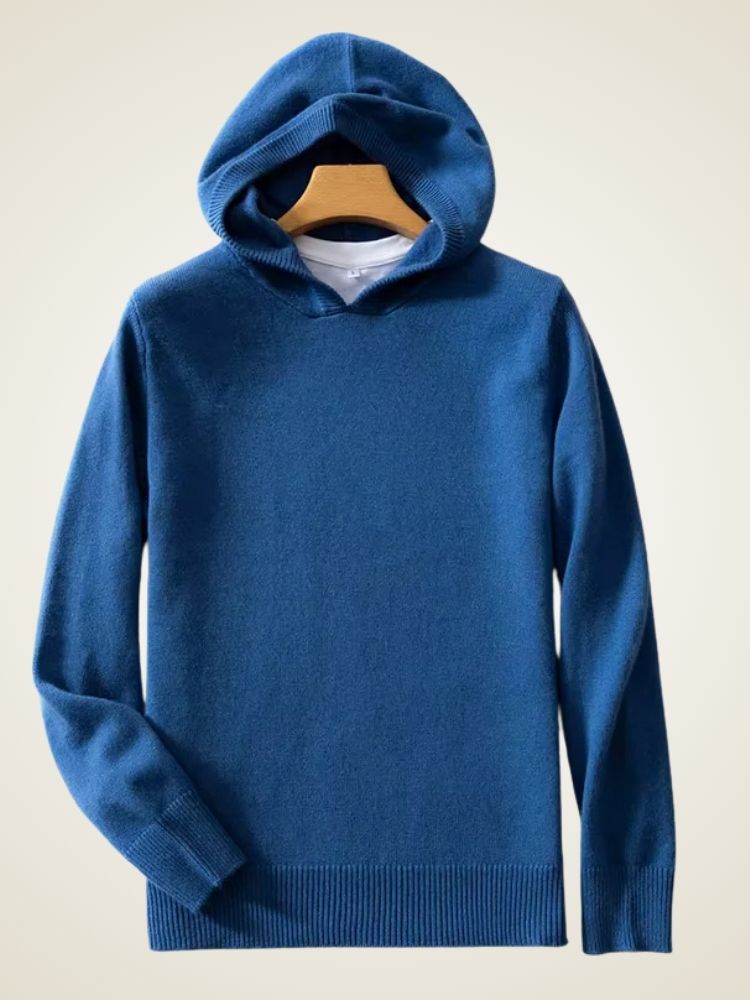 Carter - Blue Cashmere Hoodie | The Cashmere Studio