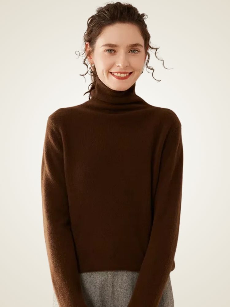 Anastasia - Brown Cashmere Turtleneck | The Cashmere Studio