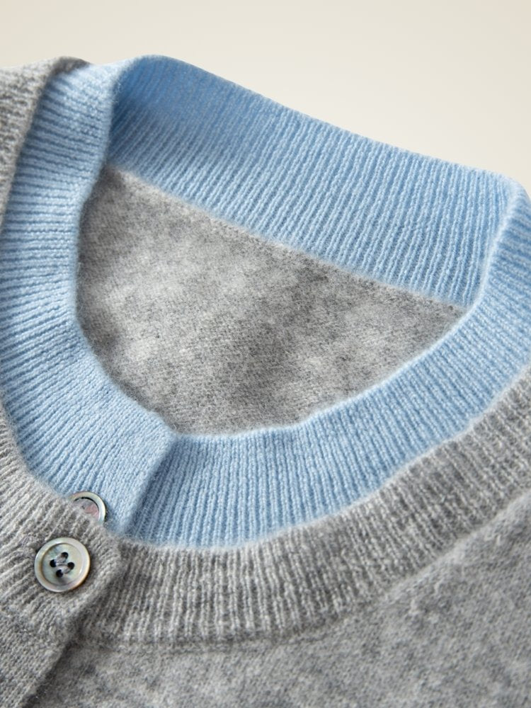 Lorielis - Two-Tone Cashmere Cardigan | The Cashmere Studio