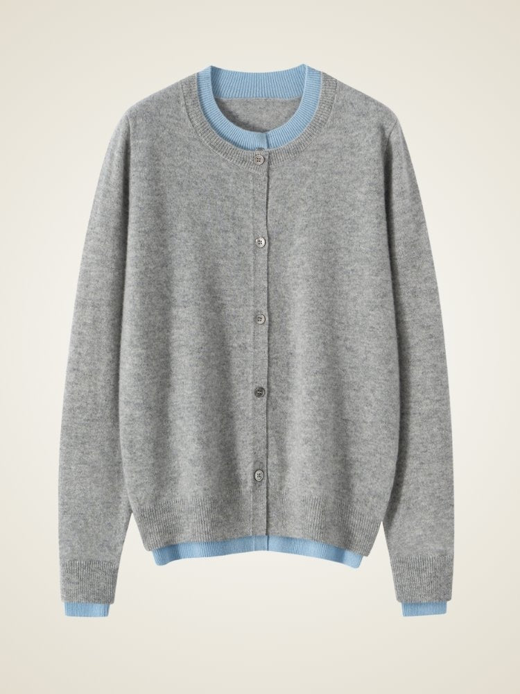 Lorielis - Two-Tone Cashmere Cardigan | The Cashmere Studio