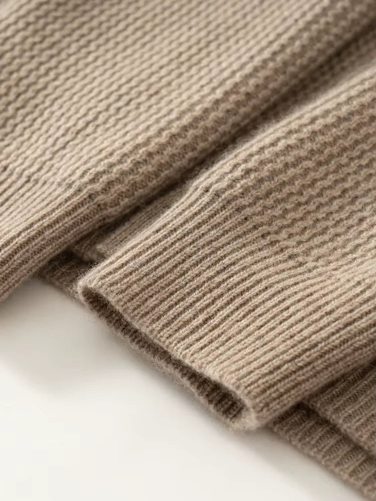 Andy - Camel Textured Shawl Collar Cashmere Cardigan | The Cashmere Studio