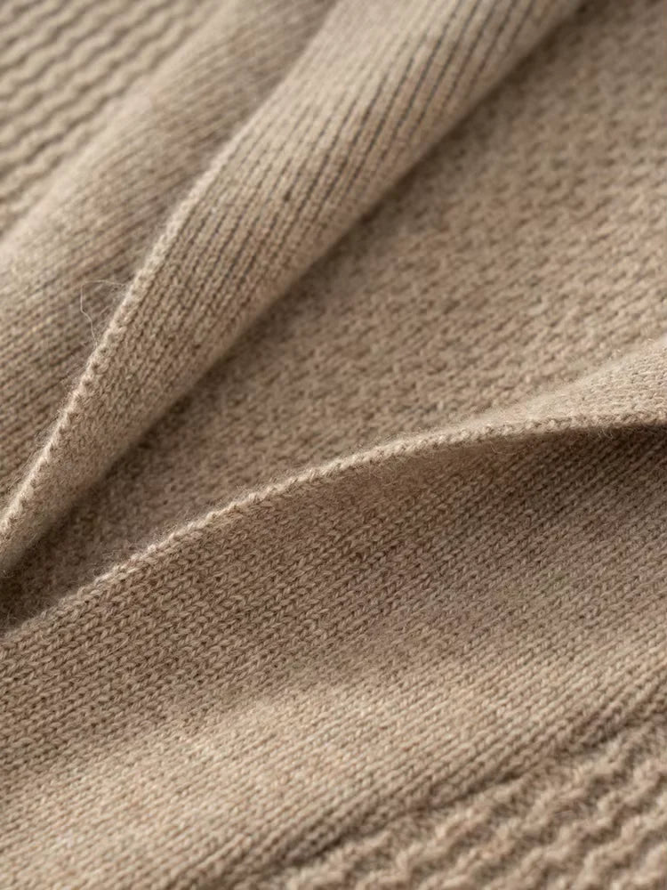 Andy - Camel Textured Shawl Collar Cashmere Cardigan | The Cashmere Studio