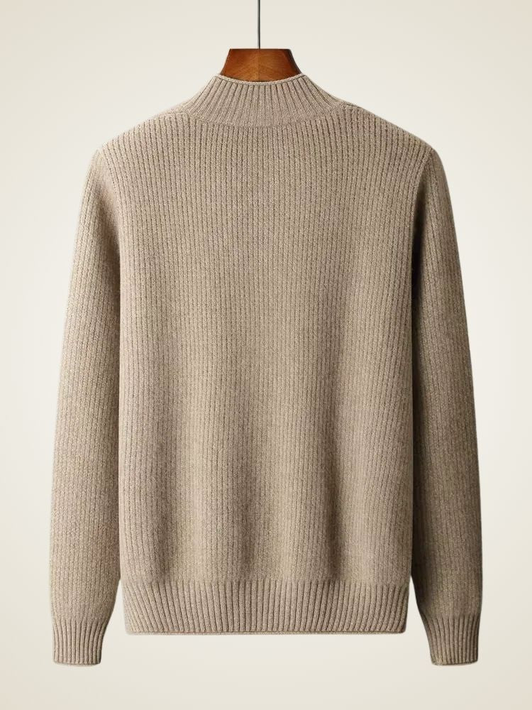 Emmett - Camel Ribbed Cashmere Cardigan | The Cashmere Studio