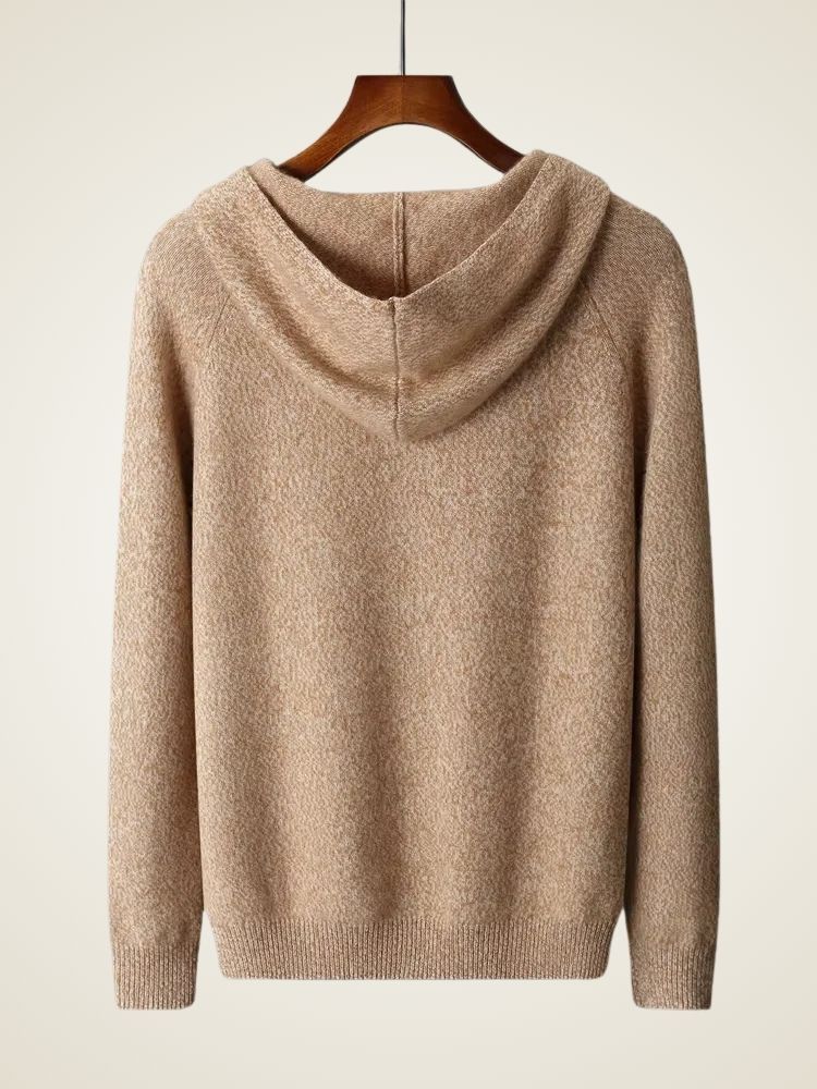 Cory - Camel Heather Knit Cashmere Hoodie | The Cashmere Studio