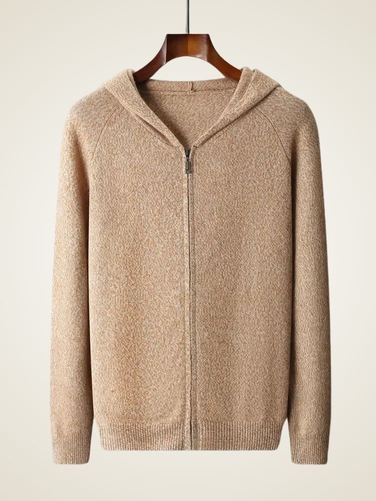 Cory - Camel Heather Knit Cashmere Hoodie | The Cashmere Studio