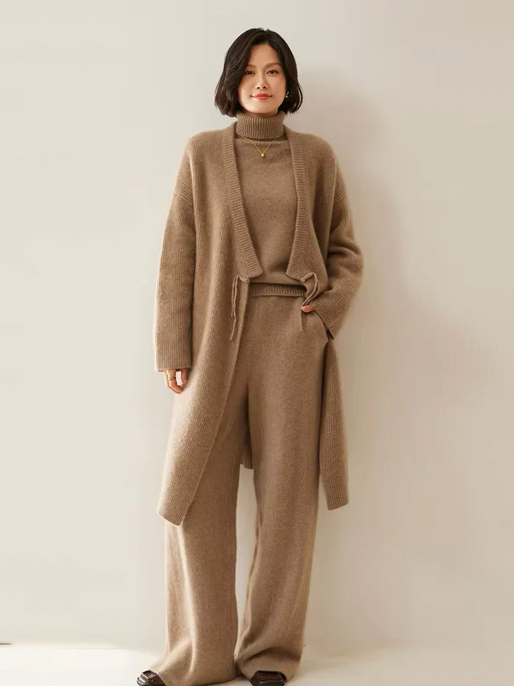 Julia - Camel Long Cashmere Cardigan | The Cashmere Studio