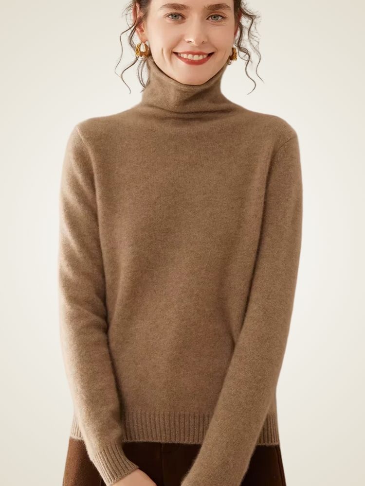 Anastasia - Camel Cashmere Turtleneck | The Cashmere Studio