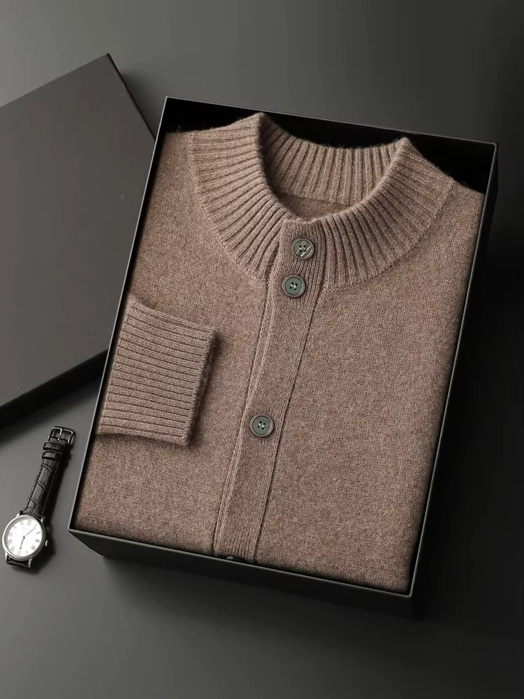 Eric - Brown Button Up Cashmere Cardigan | The Cashmere Studio