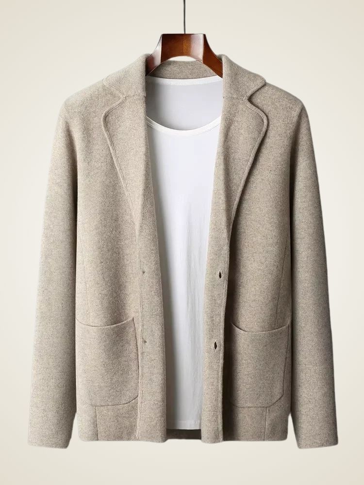 Austin - Camel Cashmere Blazer Cardigan | The Cashmere Studio