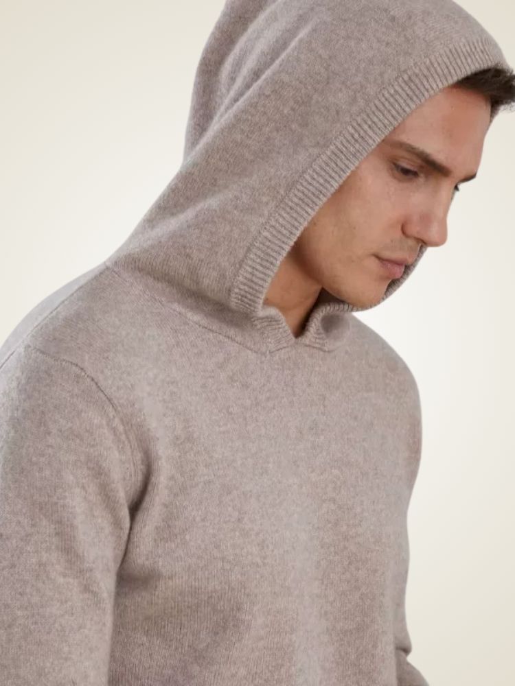 Carter - Camel Cashmere Hoodie | The Cashmere Studio