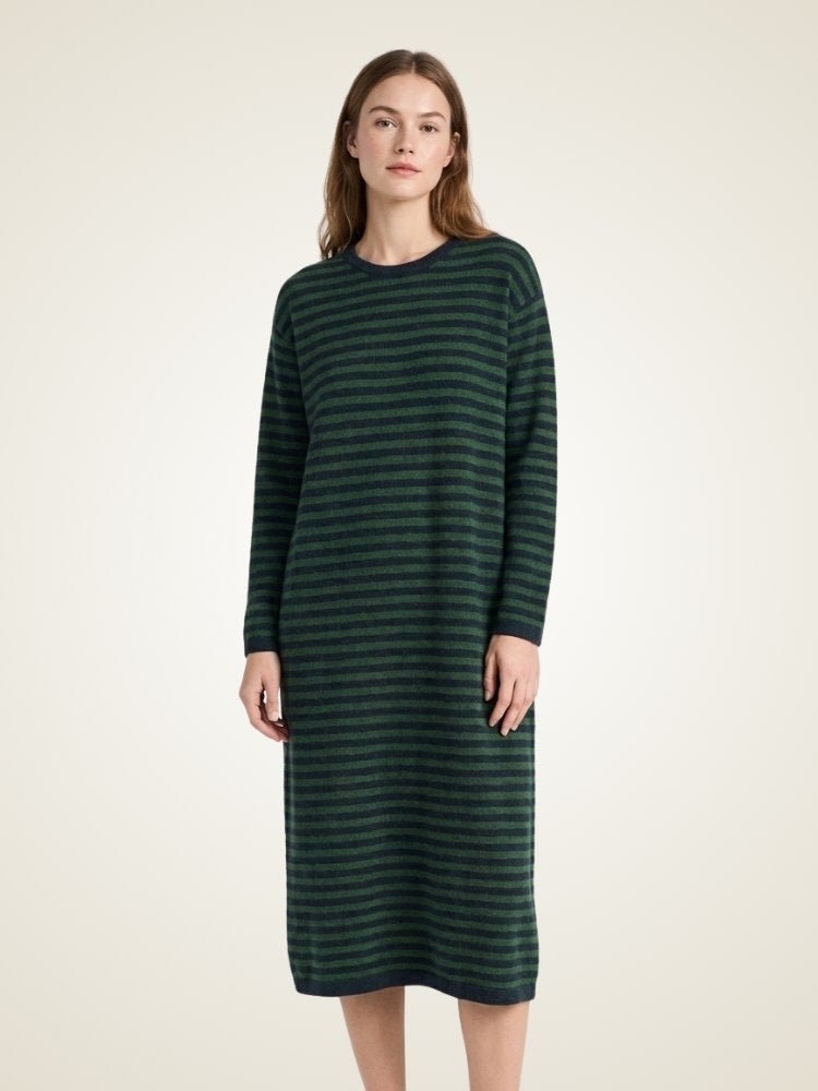 Lioraen -  Green Striped Cashmere Dress | The Cashmere Studio