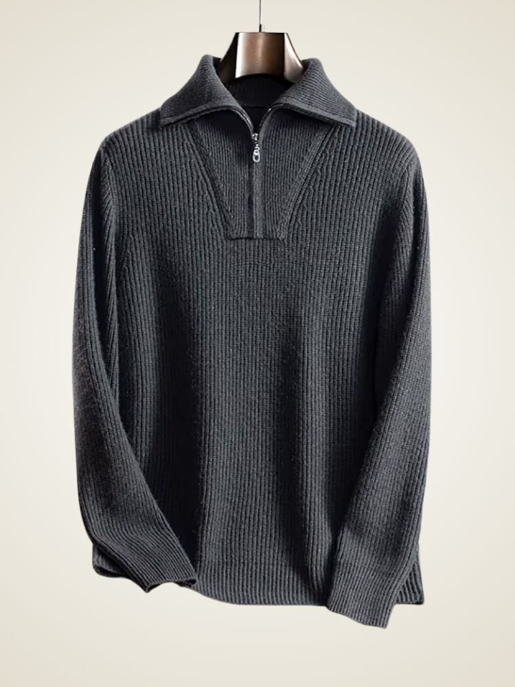 Sebastian - Gray Half Zip Cashmere Sweater | The Cashmere Studio