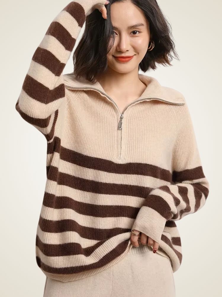 Zoe - Half Zip Cashmere Sweater