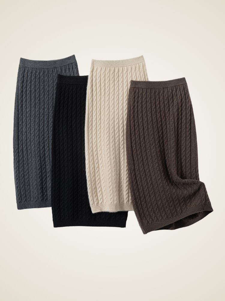 Velindra - Cable-Knit Cashmere Skirt | The Cashmere Studio