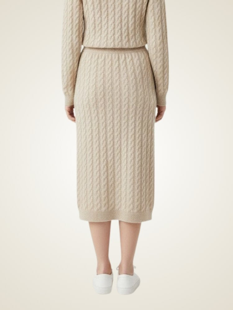 Velindra - Cable-Knit Cashmere Skirt | The Cashmere Studio