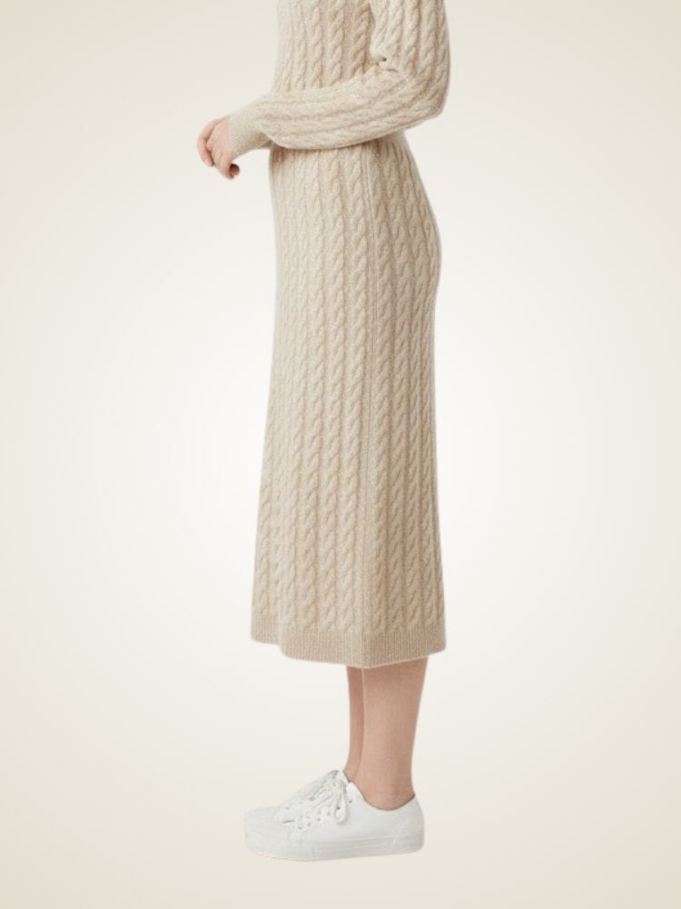 Velindra - Cable-Knit Cashmere Skirt | The Cashmere Studio