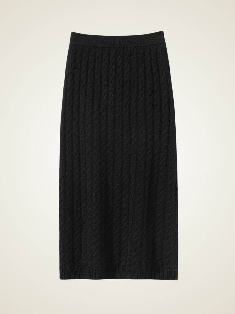Velindra - Cable-Knit Cashmere Skirt | The Cashmere Studio