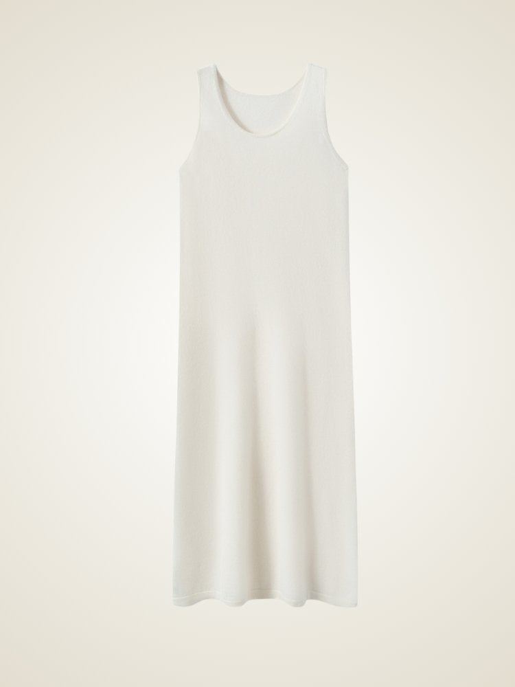 Indalya - Ivory  Sleeveless Cashmere Dress | The Cashmere Studio