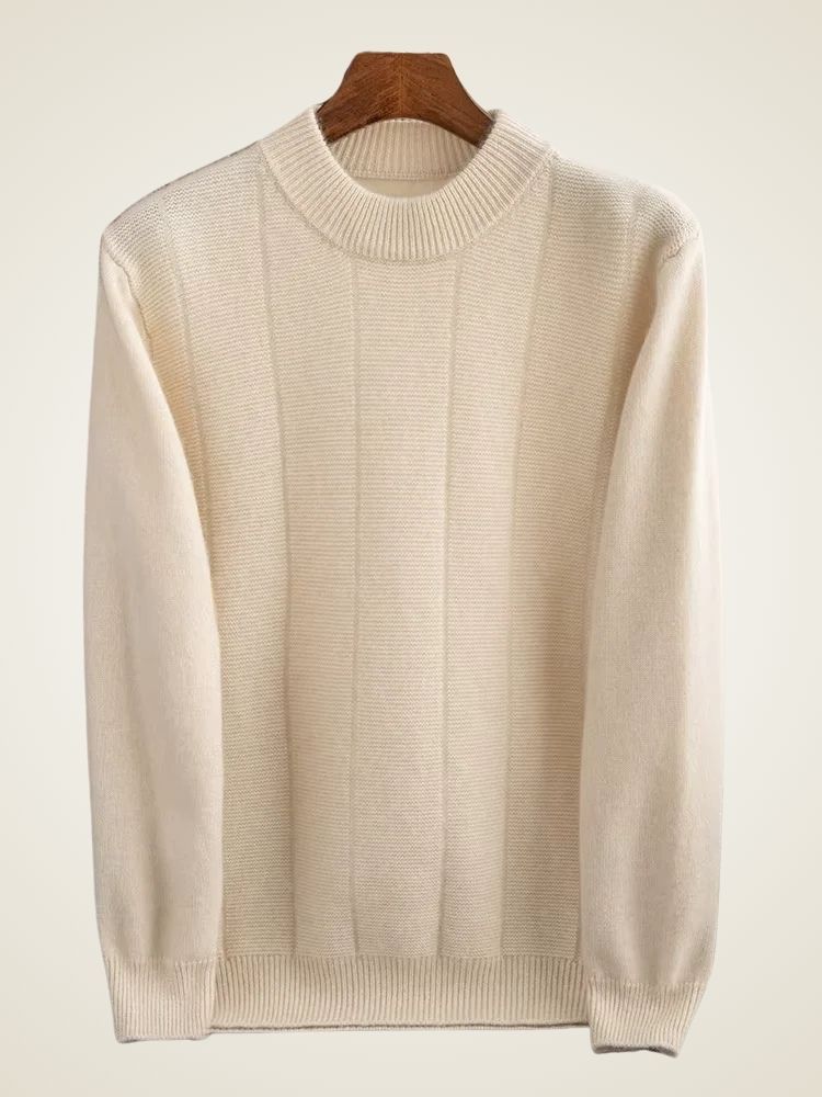 Owen - Beige Crewneck Cashmere Sweater | The Cashmere Studio