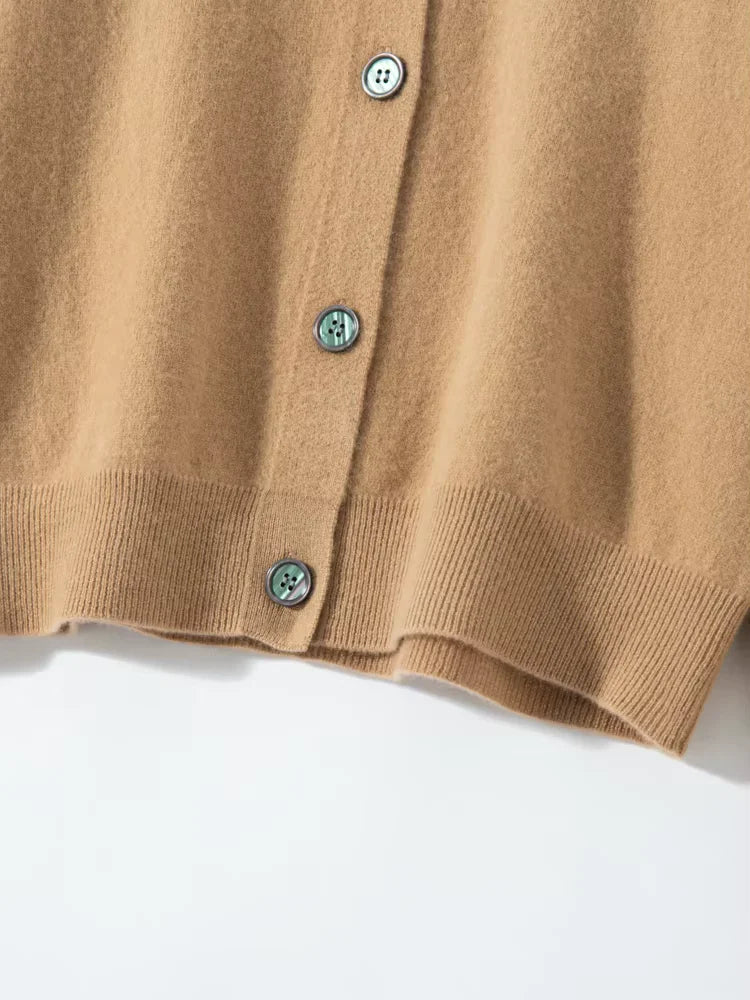 Ellie - Camel Heart Cashmere Cardigan | The Cashmere Studio