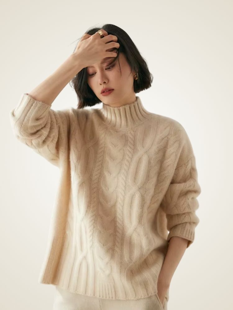 Harper - Mock Neck Cashmere Sweater | The Cashmere Studio