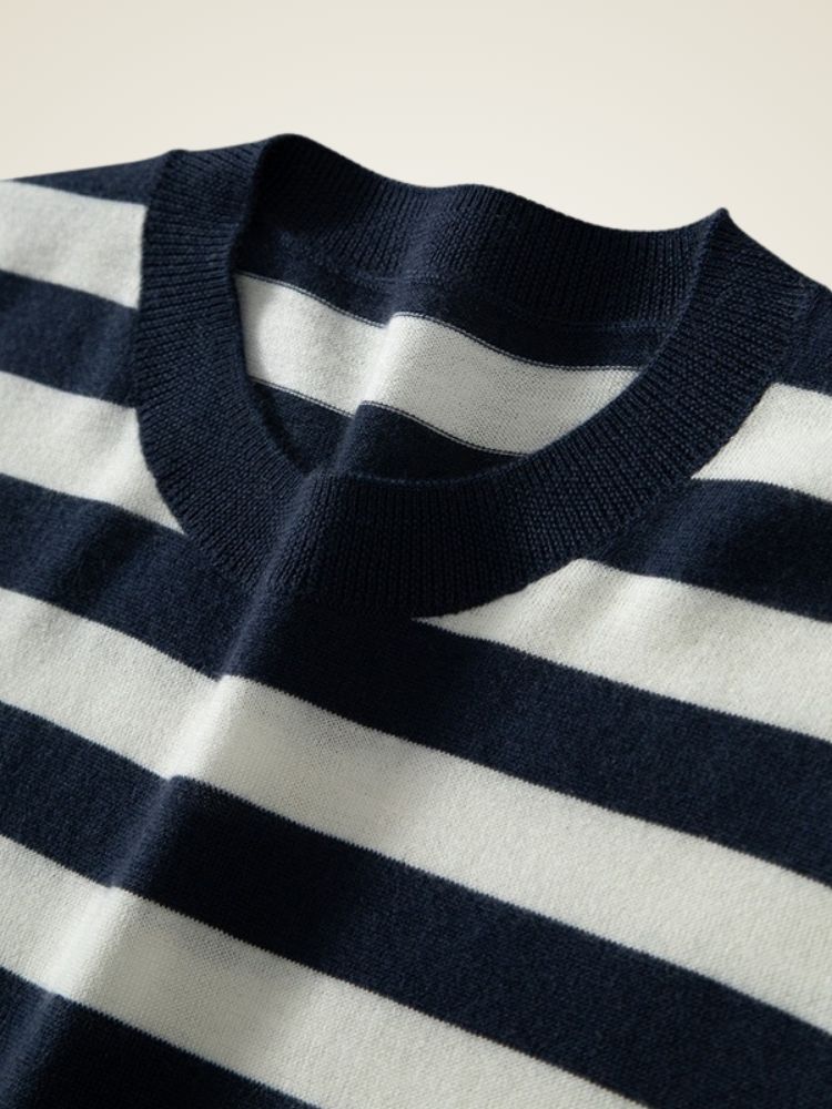 Cullen -  Striped Cashmere T-Shirt | The Cashmere Studio