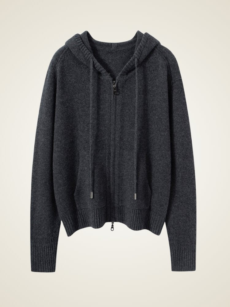 Yelindra - Cashmere Zip-up Hoodie Cardigan | The Cashmere Studio
