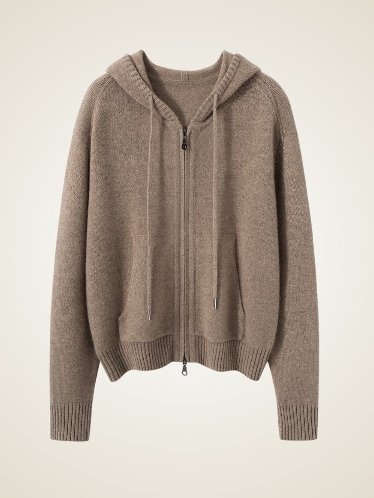 Yelindra - Cashmere Zip-up Hoodie Cardigan | The Cashmere Studio