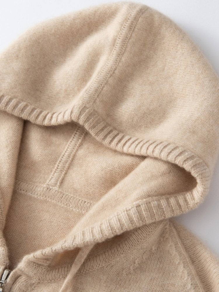 Yelindra - Cashmere Zip-up Hoodie Cardigan | The Cashmere Studio