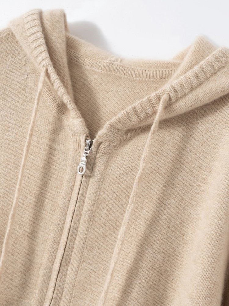 Yelindra - Cashmere Zip-up Hoodie Cardigan | The Cashmere Studio