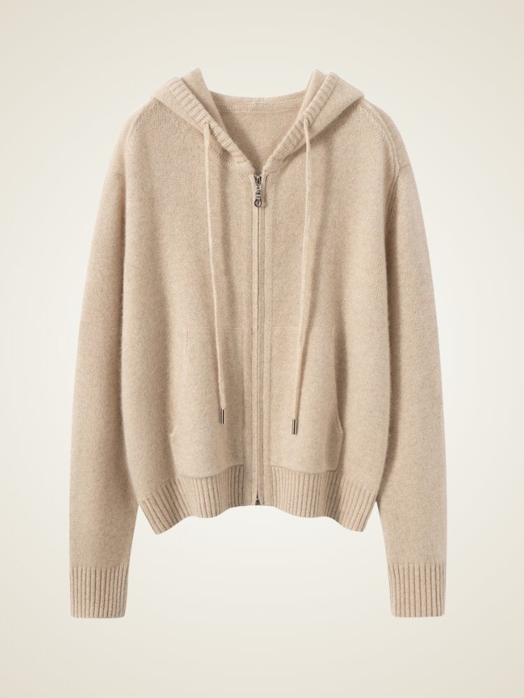 Yelindra - Cashmere Zip-up Hoodie Cardigan | The Cashmere Studio